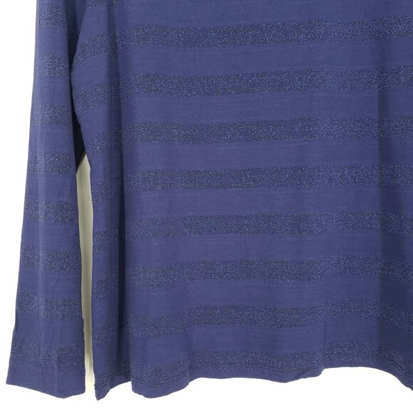 3/$25 Talbots Metallic Striped Top MP Long Sleeves Casual Blue - Picture 7 of 8